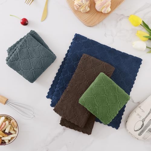 Homaxy Super Soft Absorbent 16 Pack Coral Velvet Dish Cloths, 10" x 10" - Image 2