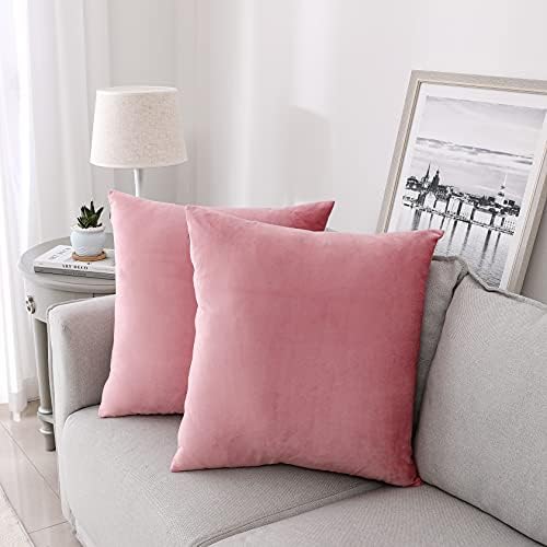 NiNi ALL Pink Velvet Throw Pillow Covers 18x18 Pack of 2 Decorative Couch by NiNiALL