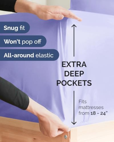 CGK Linens 2 Pack Extra Deep Full Fitted Sheets - Lavender - Image 2