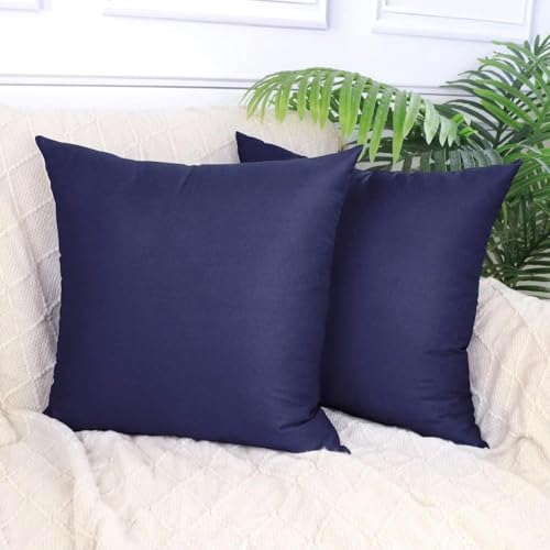 Thmyo 4-Pack 100% Cotton Solid Decorative Throw Pillow Case 18x18 Dark Blue - Image 2