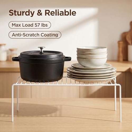 iPEGTOP Kitchen Cabinet Storage Shelf Rack, Set of 2 Large (15.7 x 9.4 Inch) Rustproof Metal Wire Shelves Spice Shelf Rack Cupboard Organizer for Pantries Countertops Utensils Organization, White - Image 6