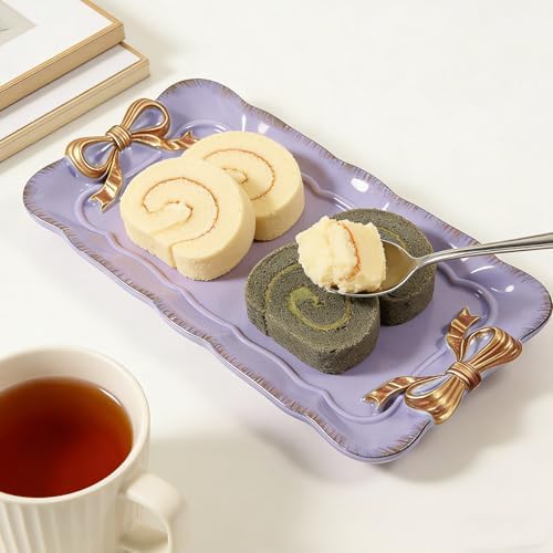 Wowagoga 2 PCS Vintage Decorative Tray Jewelry Tray Storage Tray (Purple) - Image 6