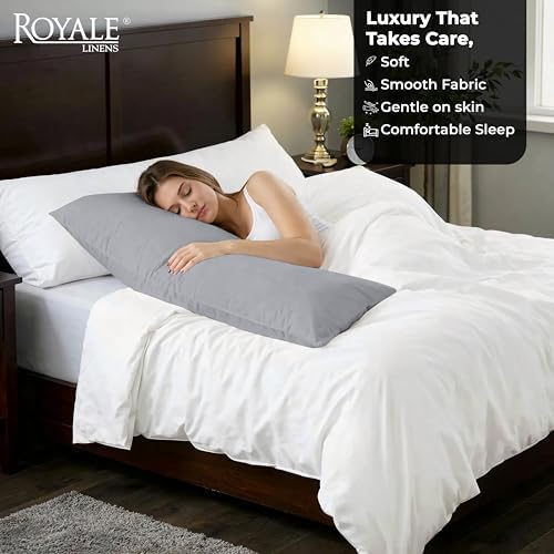 ROYALE LINENS Microfiber Body Pillow Cover with Zipper, 20x54 Inches-Silver - Image 3