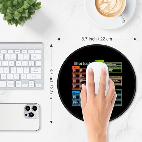 ITNRSIIET Mouse Pad Non-Slip Rubber Base Smooth Surface Stitched Edges Waterproof Durable Compatible with All Mice for Office & Gaming, Desk Accessory, Diameter 8.7 inch, WinShortcuts - Image 3