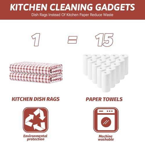 Nialnant 8 Pack Kitchen Towels, Dish Towels for Kitchen, 100% Cotton Dish Cloths for Washing Dishes, Quick Drying Reusable Cleaning Rag - 25 x 16 in - Image 6