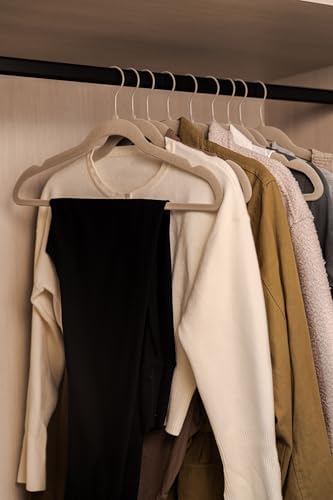 Vayra Home Velvet Hangers – Non-Slip Clothes Hangers for Closet Organization – Neutral Beige, Strong Hold, Matte Hook – Adult (Set of 10) - Image 3