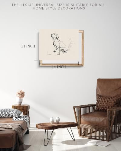 Vodefoad Vintage Dog Sketch Retro Wall Art Labrador Retriever Ink Drawing Print Boho Neutral Line Art Boy Room Nursery Decor - 11x14Inch Unframe - Image 4