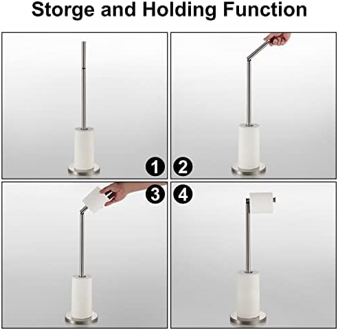 BGL Toilet Paper Holder Standing On Floor, Brushed Nickel, Tissue Holder On Floor with Reserve Storage Paper Rolls, Free-Standing Roll Paper Holder - Image 4
