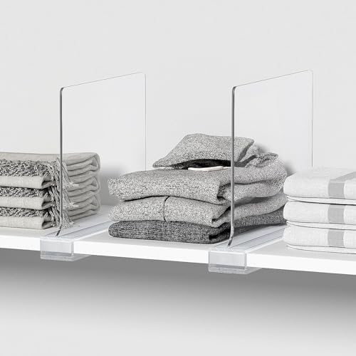 16 PCS Shelf Dividers for Closet Organization Acrylic Clear Closet Shelf Divider for Wooden Shelving Suitable for Wooden or Vertical Shelves Or Bedroom, Kitchen and Office - Image 5