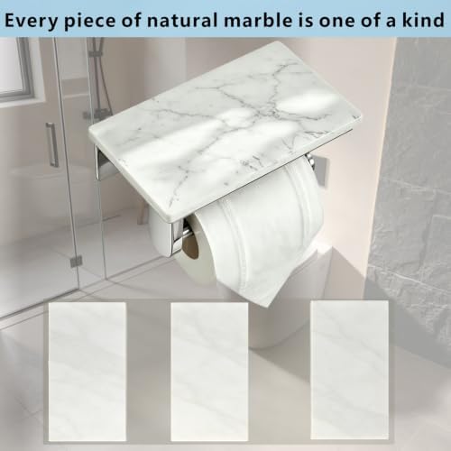 Wall-Mounted Toilet Paper Holder with Marble Shelf - Image 5