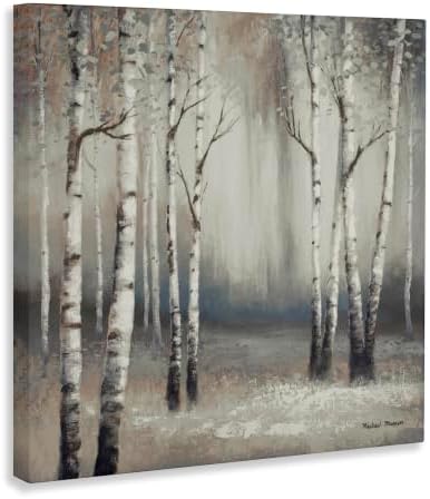 Stupell Industries Misty Birch Tree Forest Muted Landscape Grey White Canvas Wall Art, 17 x 17 - Image 2