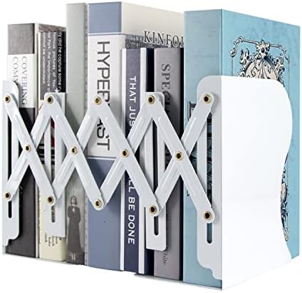 Aobopar Adjustable Metal Book Ends for Shelves White by Aobopar