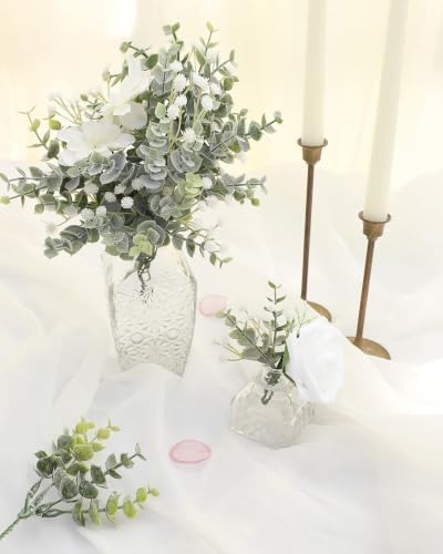 18pcs Artificial Flocked Eucalyptus Stems Faux Greenery Spray,Best Filler Fake Plants for DIY Wedding Bouquet Centerpieces Arrangement - Image 2