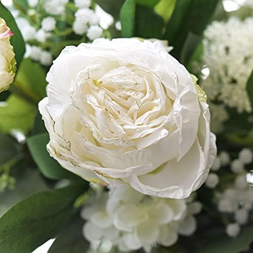 FiveSeasonStuff Vintage White Peonies – Realistic Artificial Silk Flowers with Dry-Look Petals, 6 Stems for Rustic Home & Wedding Bridesmaids Bouquet Bridal Showers - Image 2