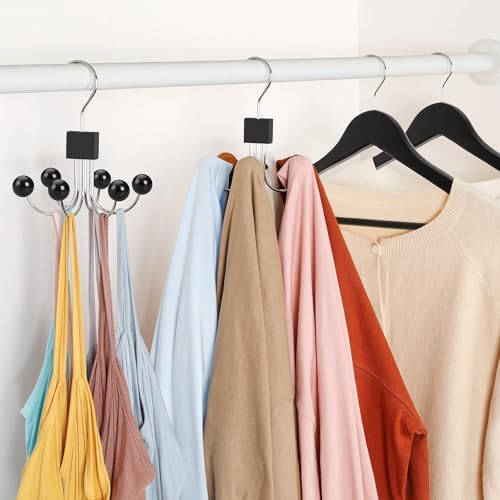 TOPIA HANGER Sweatshirt Hangers 2-Pack with 6 Wooden Balls, Purse Hanger, Scarf Hanger, Wooden Closet Hooks, Handbag Organizer, Bra Hanger, Accessory Organizers for Scarf, Tanktop, Hat, Hoodie CT82B - Image 4