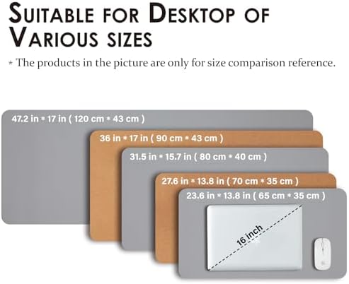 Large Cork Desk Mat - 47.2"x 17" Desk Pad for Office and Home - Ideal for Large Mouse Pad and Desk Mats on Top of Desks(Gray) - Image 5
