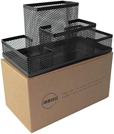 Fengtaiyuan T02 Black-Plus, Big Black Metal Wire Mesh Pencil Holder, Desktop Organizer by Fengtaiyuan