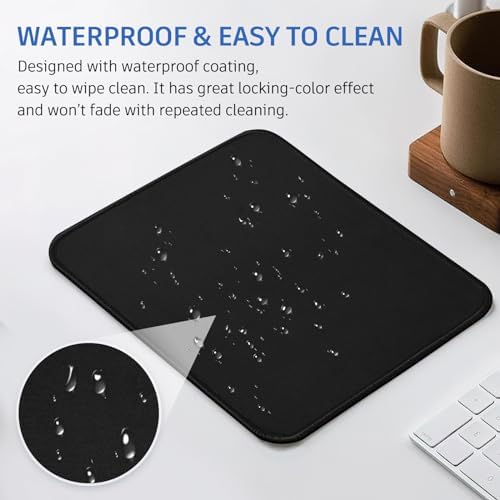 Black Mouse Pad, Nice and Cute Mouse Pad, Splash-Proof Textured 10.2 x 8.2Inch, Stitched Edge Non-Slip Waterproof Rubber Mouse Pad - Image 6