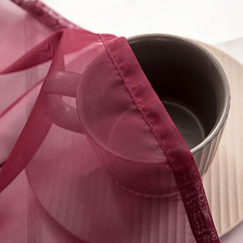 MIULEE Christmas Sheer Window Scarf Valance 54"x216" Maroon Red One Panel - Image 6