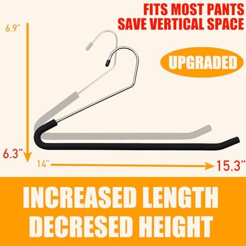 Huji Heavy Duty Open Ended Easy Slide Chrome Trouser Hangers Organizers (20 Open Ended Easy Slide Hangers) - Image 3