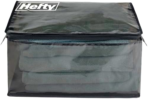 Hefty Large Flexible Tote with Breathable Mesh, Double Zipper, 2 Handles – Ideal for Moving or Clothes & Apparel Storage, Alternative to Plastic Bin, Organizer or Container – 4 Pack - Image 6