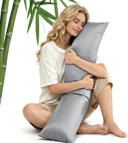 Cooling Weighted Body Pillow for Hot Sleepers and Mood Relaxation(41" x 10") 6.5lbs, Rayon Derived from Bamboo Pillowcase, Quilted Glass Beads Weighted Pillows for Bedroom, Sofa, Adults, Side sleepers by ApobuyBedding