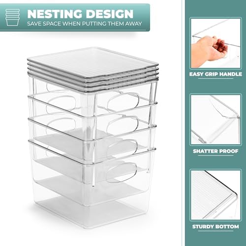 Sorbus Medium Clear Plastic Storage Bins with Lids, Clear Stackable Storage Bins, Laundry Room Organizer Bins, Office, Classroom, Playroom, Bathroom, Laundry Room Organization and Storage (4 Pack) - Image 6