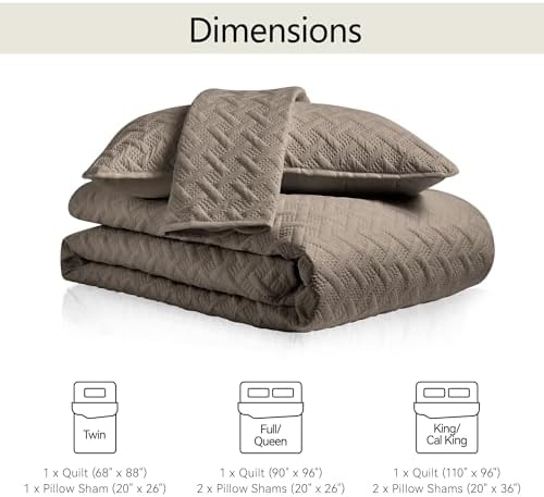 FLYMME Quilts Queen Size,Lightweight Mocha Brown Bedspreads,Basket Weave Pattern,Ultra Soft Microfiber Bed Coverlet 3 Pieces for All-Seasons (1 Quilt,2 Shams) - Image 7