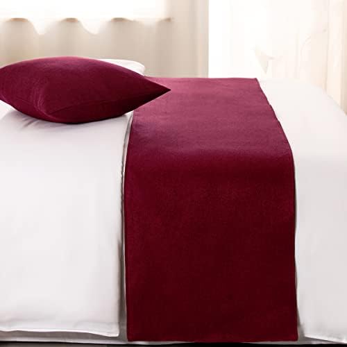 AMBERIS Bed Runner Red, Imitation Linen Decorative Bed Scarf for Home Hotel (Pillowcases Sold Separately) - Image 2