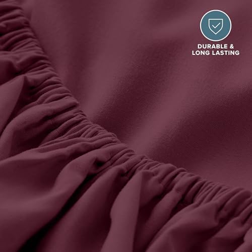 Bare Home Queen Fitted Sheet - 1800 Ultra-Soft (Queen, Burgundy) - Image 5