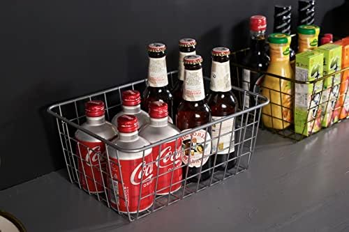 JUNCHU CHERRY Wire Kitchen Storage Basket 4 Packs,Perfect Pantry Organization Accessories Baskets,Laundry Basket,Countertop Organiztion,Suitable for Kitchen,Bathroom,Bedroom,Tabletop,Stackable,Silver - Image 4