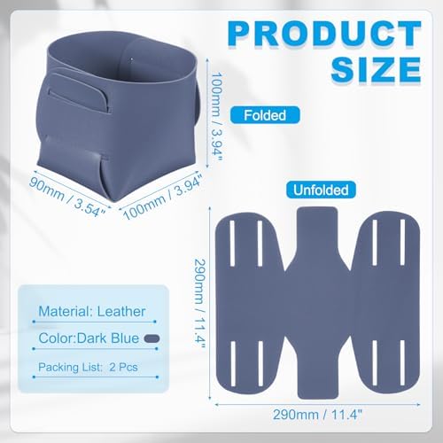 PATIKIL 2Pack Leather Desk Organizer, Leather Pencil Pen Holder Jewelry Valet Tray Hair Accessories Organizer for Bedroom Drawer Office Key Wallet Watch Pen Pencil Glasses, Dark Blue - Image 2