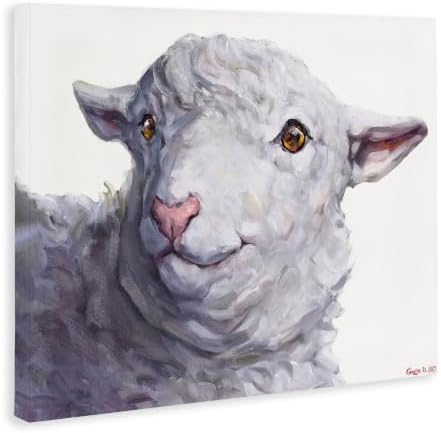 'Large Sheep Head Animal Watercolor Painting'| Canvas Art - Image 2