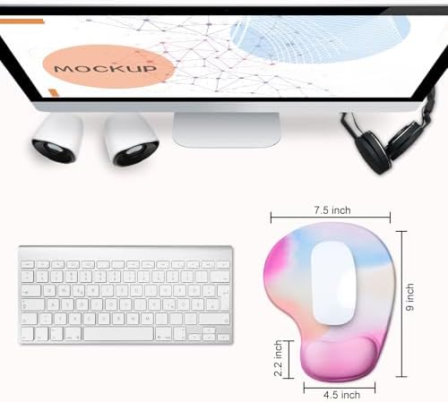JIKIOU Ergonomic Mouse Pad with Gel Wrist Rest 2Pack,Portable Small Rainbow - Image 2