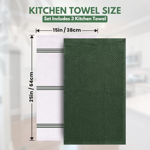 Infinitee Xclusives Kitchen Towels - 3 Pack - Cotton Dish Towel |15" x 25"| - Image 4
