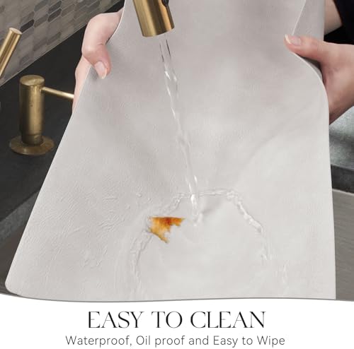 MOSAYT Vinyl Faux Leather Placemats, Set of 8, Light Grey - Image 4