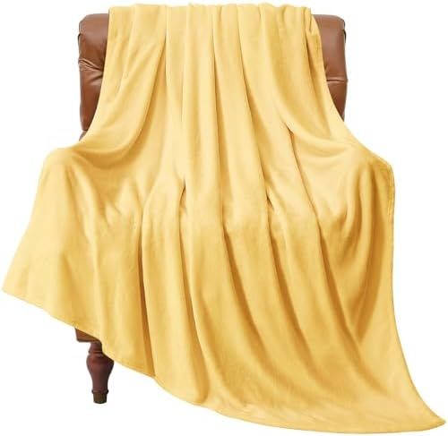 BEDELITE Fleece Blanket Soft Plush Twin Size Blanket Cream Yellow 60"x80" by BEDELITE