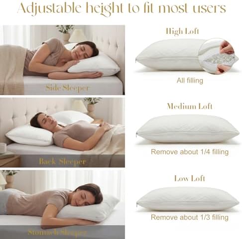 Adjustable Bamboo Memory Foam Pillow for Side Back Stomach Sleepers - Image 4