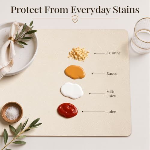 Homaxy Vinyl Heat Resistant Placemats Set of 6, Beige - Image 3