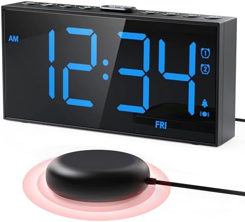 Vibrating Alarm Clock for Heavy Sleepers with Bed Shaker, 116dB Dual Alarms by PPLEE