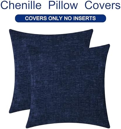 CaliTime Decorative Couch Throw Pillow Covers 24 X 24 Inches Navy Blue - Image 6