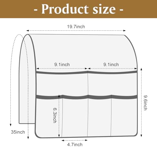 Sofa Armrest Organizer Arm Chair Caddy for Recliner, Chocolate - Image 2