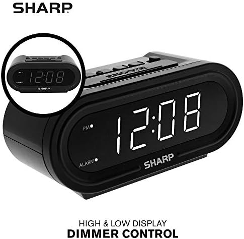 Sharp AccuSet Self-Setting Alarm Clock with White LED, Midnight Black - Image 4