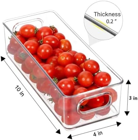 Stackable Plastic Food Storage Bin with Handles for Kitchen Pantry, Cabinet, Refrigerator, Freezer - Organizer for Fruit, Yogurt, Squeeze Pouches - BPA Free, 10" Long - 2 Pack – Clear - Image 5
