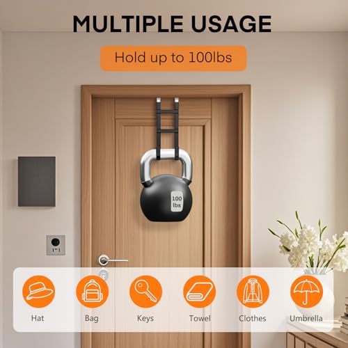 FYY Over the Door Hooks, Double-Hanger 2 Pack, Fits Doors 1.6" Black - Image 4