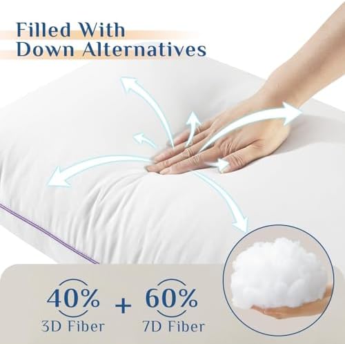 JOLLYVOGUE Pillows Queen Size Set of 4, Washable Supportive Firm Bed Pillows with Oeko-Tex Certified Soft Down Alternative Fill, Luxury Hotel Quality for Side, Back, and Stomach Sleepers - Image 3