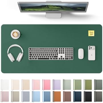 YSAGi Leather Desk Pad Protector, Office Desk Mat, Large Mouse Pad, Non-Slip PU Leather Desk Blotter, Laptop Desk Pad, Waterproof Desk Writing Pad for Office and Home (Seafoam Green, 31.5" x 15.8") by YSAGi
