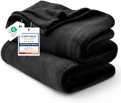 Bedsure Soft Cozy Warm Fleece Twin Blanket for Bed 300GSM Black 60"x80" by BEDSURE