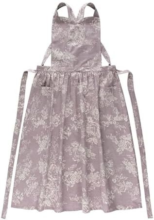 Floral Cotton Waterproof Adult Kitchen Apron Adjustable Cooking Baking Garden Chef Apron with Pocket by TXLFRO