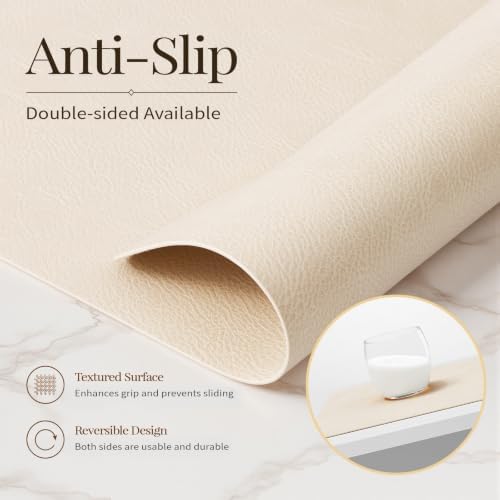 Homaxy Vinyl Heat Resistant Placemats Set of 6, Beige - Image 4